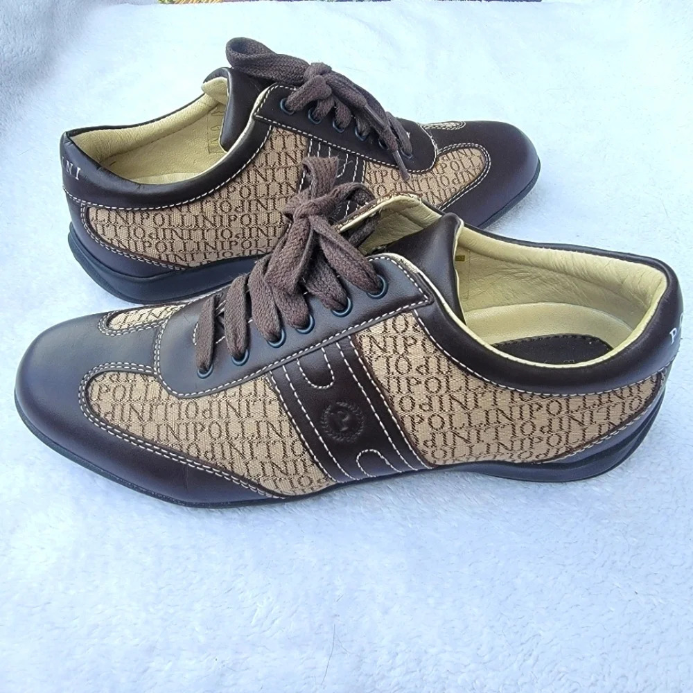 Pollini Women's Shoes Brown Tie Casual Logo sz EU 38 US 7.5
